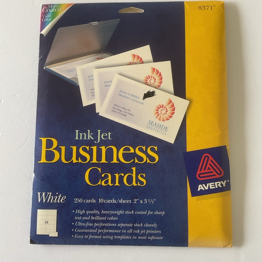 Avery 8371 Ink Jet Business Cards. NWT